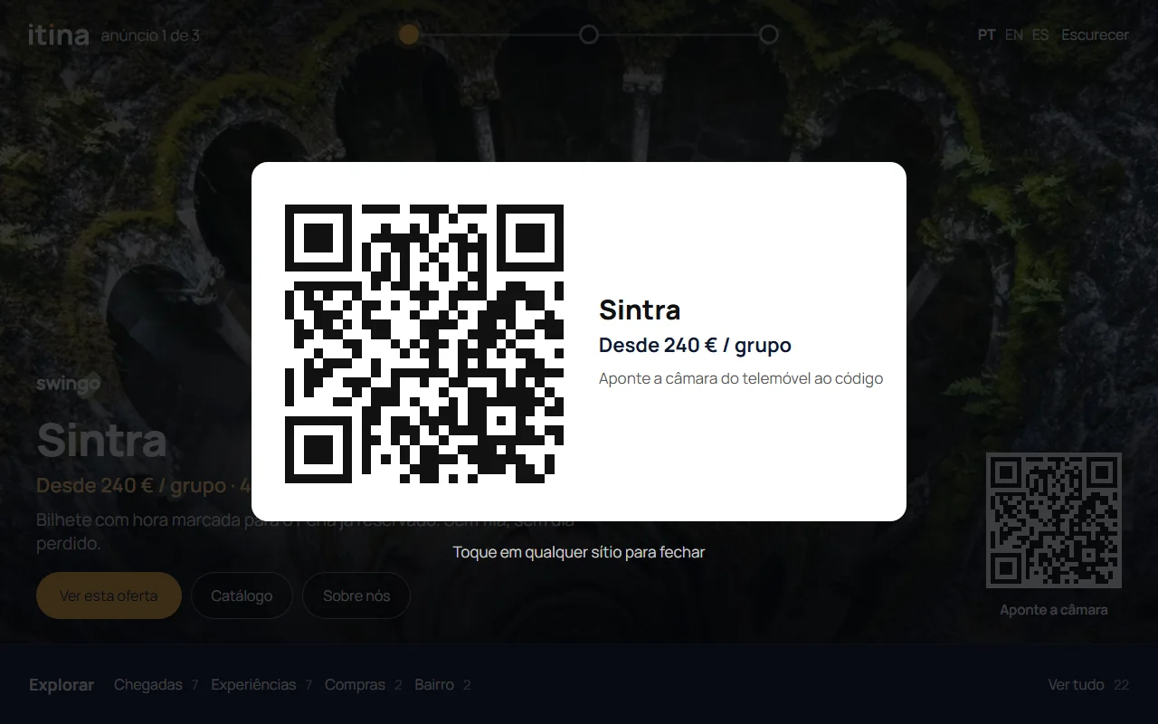O código QR em grande, para apontar a câmara do telemóvel